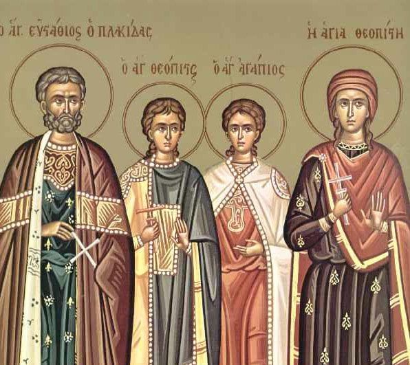 Άγιος Ευστάθιος, Αγία Θεοπίστη (η σύζυγος του), Άγιοι Αγάπιος και Θεόπιστος (τα παιδιά του) Άγιος Ευστάθιος, Αγία Θεοπίστη (η σύζυγος του), Άγιοι Αγάπιος και Θεόπιστος (τα παιδιά του)
