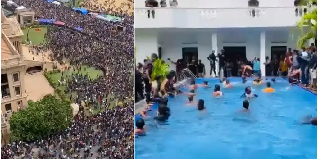Χάος στη Σρι Λάνκα: Φυγαδεύτηκε ο πρόεδρος -Εισβολή διαδηλωτών στην προεδρική κατοικία, έκαναν βουτιές στην πισίνα