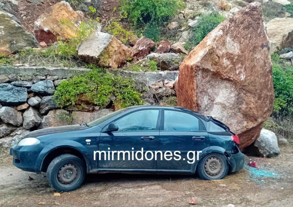 Βράχος καταπλάκωσε αυτοκίνητο υποψήφιου Περιφερειακού Συμβούλου
