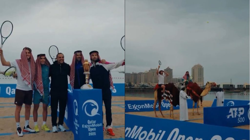 Ο Στέφανος Τσιτσιπάς έπαιξε τένις με τους Τζόκοβιτς και Αλκαράθ πάνω σε καμήλες Ο Στέφανος Τσιτσιπάς έπαιξε τένις με τους Τζόκοβιτς και Αλκαράθ πάνω σε καμήλες