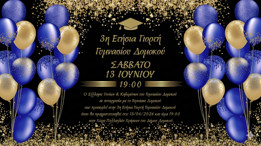 Γυμνάσιο Δομοκού: 3η Ετήσια Γιορτή το Σάββατο 13/6 Γυμνάσιο Δομοκού: 3η Ετήσια Γιορτή το Σάββατο 13/6